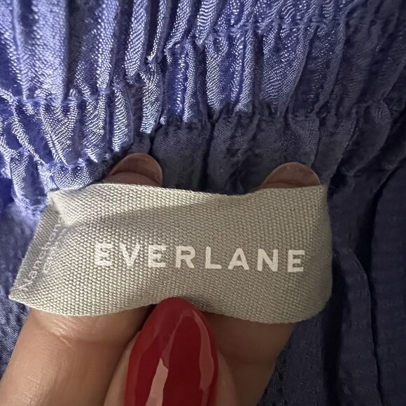 EVERLANE XS The Satin Pull-On Pant Wide Leg Lavender Purple Smocked Travel aa14 - Picture 10 of 10